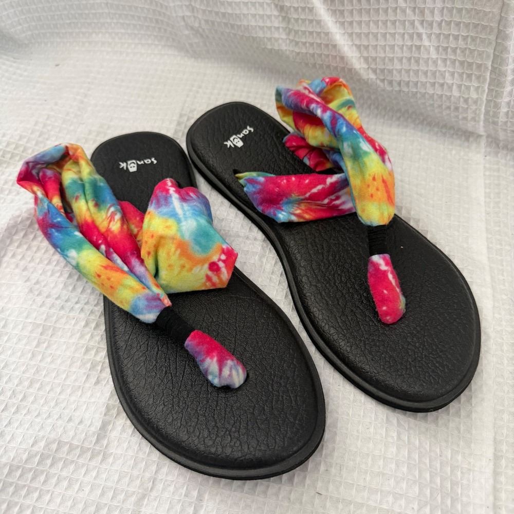 Sanuk Yoga Sling 2 Tie Dye Rainbow Sandals Womens 7 Flip Flops